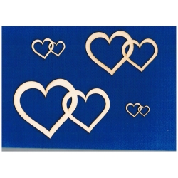Serca złączone komplet 4 szt  ( 16x10cm , 12x7,5cm , 5,5x3,5cm , 4,7x2,8cm ), serce